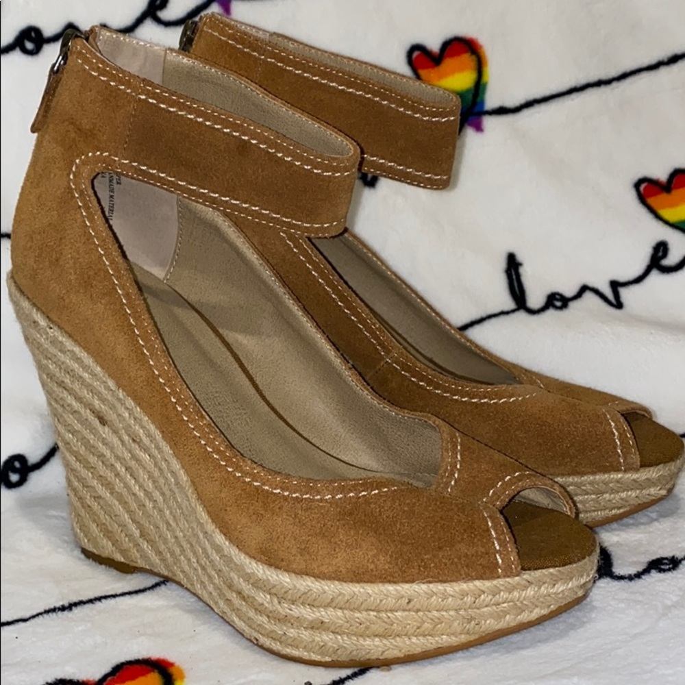 Anthropologie Levity woven espadrille wedge heel